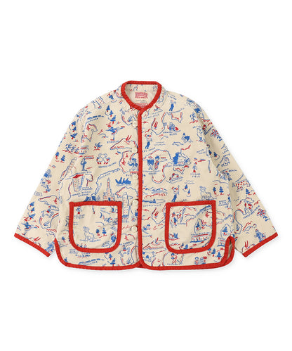 Stretchy Corduroy Full-pattern Printed Jacket