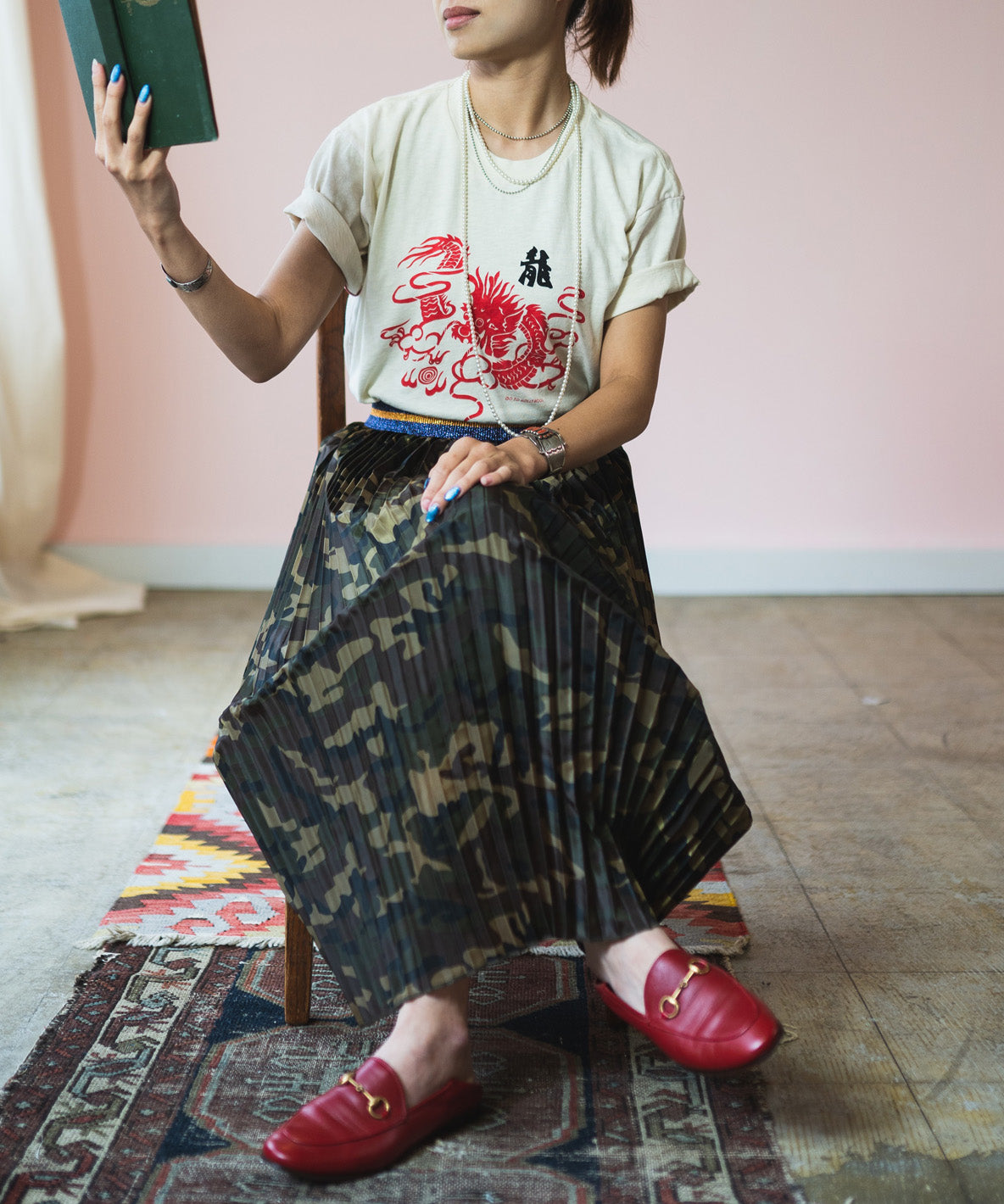 Camouflage Pleated Skirt