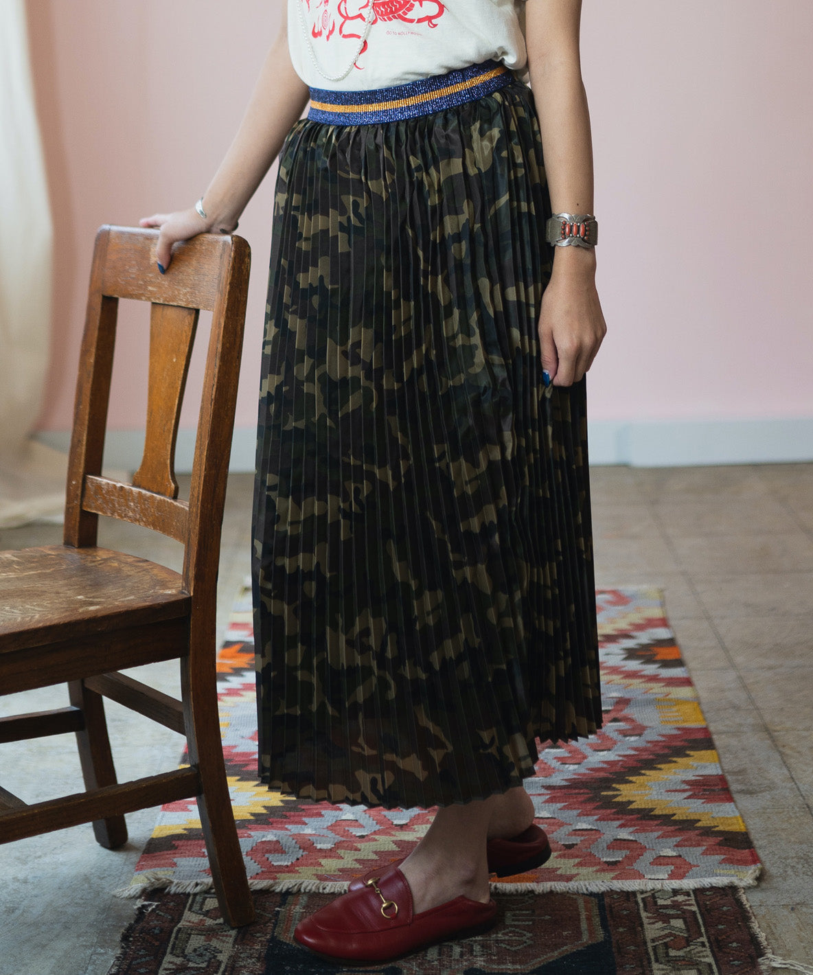 Camouflage Pleated Skirt