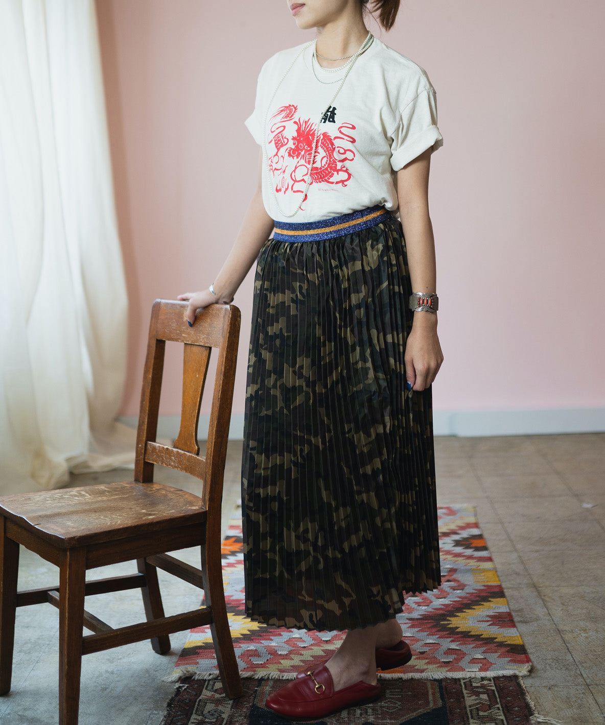 Camouflage Pleated Skirt