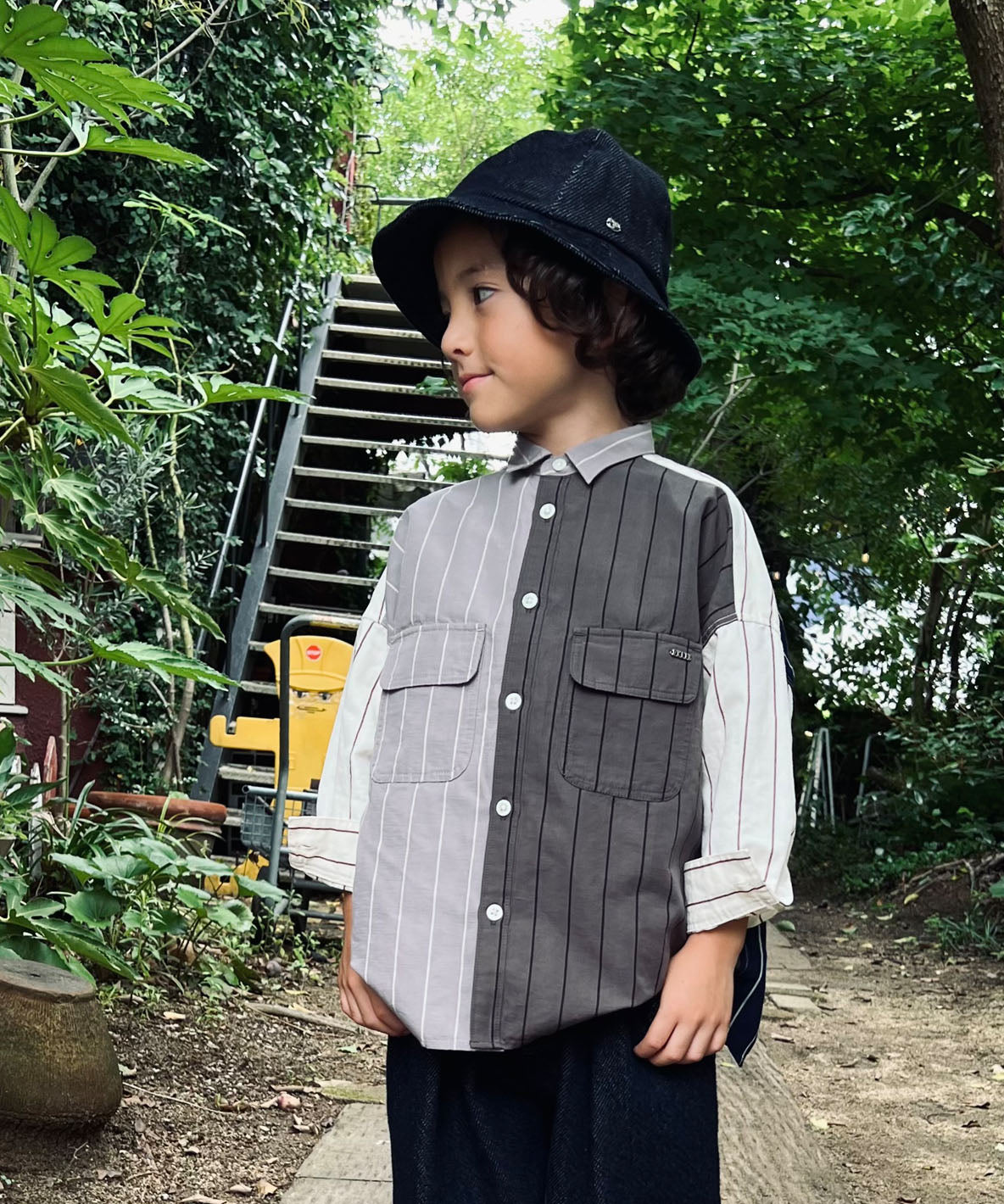 Cotton and Linen Weather Striped Shirt