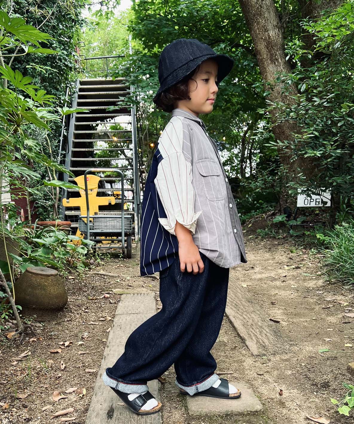 Cotton and Linen Weather Striped Shirt