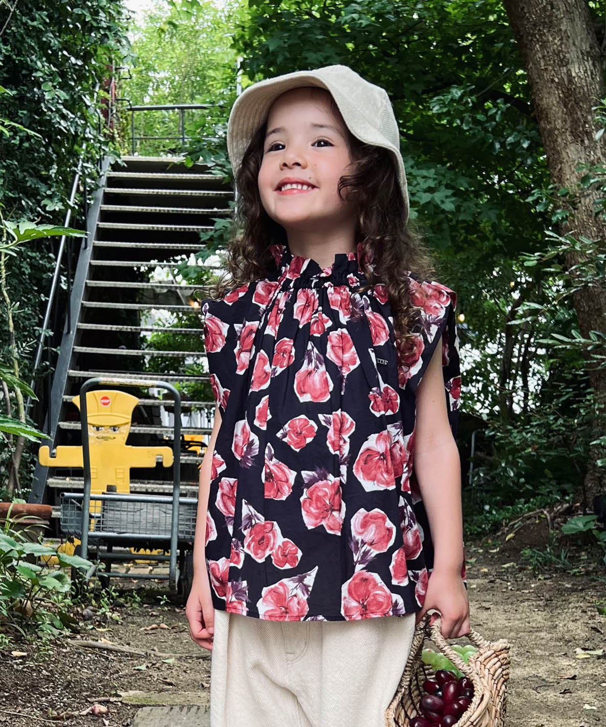 Flower Printed Gathered Pullover