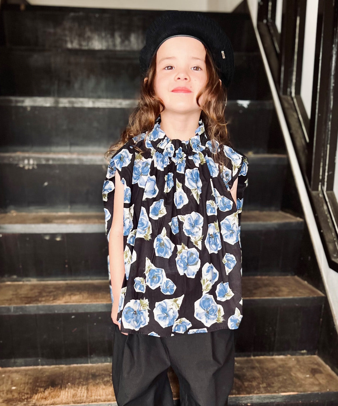 Flower Printed Gathered Pullover