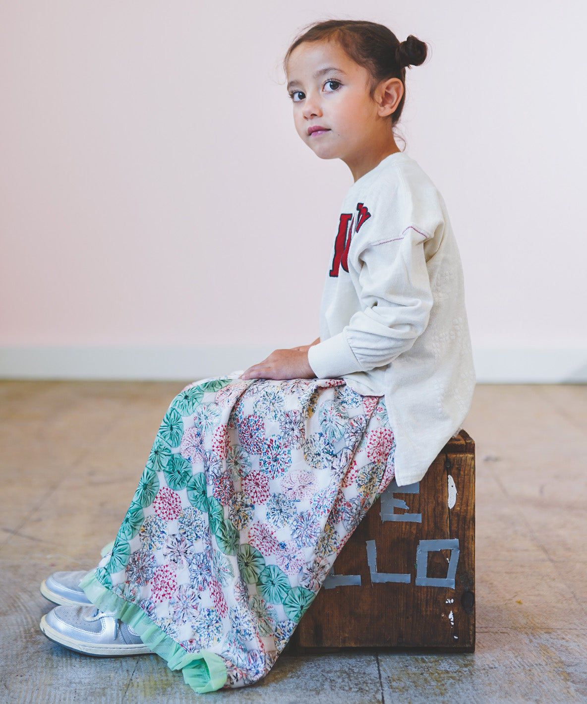 Antique Yo-yo Printed Skirt